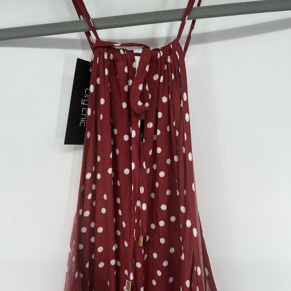 NWT City Chic Tier Spot Maxi Dress Women's Size XXL/24 Toffee Halter Neck Ruffle - Picture 5 of 10